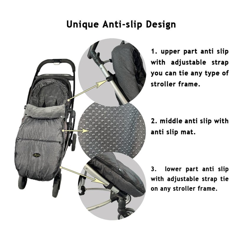 CozyMe Stroller Footmuff, Stroller Blanket with Hoodie for Toddler Winter Stroller Cover, Stroller Bunting Bag with Fleece Lined Front Height Adjustable & Removable Baby Bunting Bag for 6M-4T - Image 4